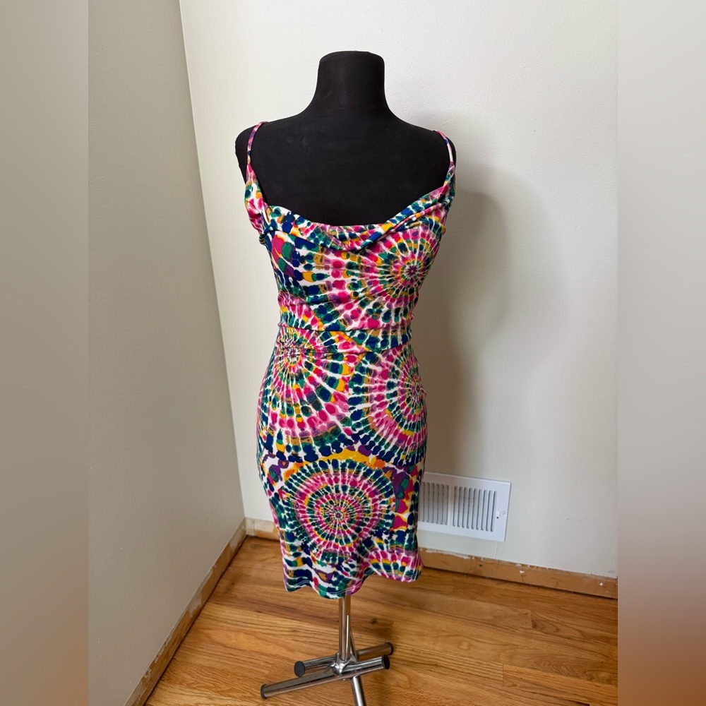 Multicolor Tie-Dye Backless Dress